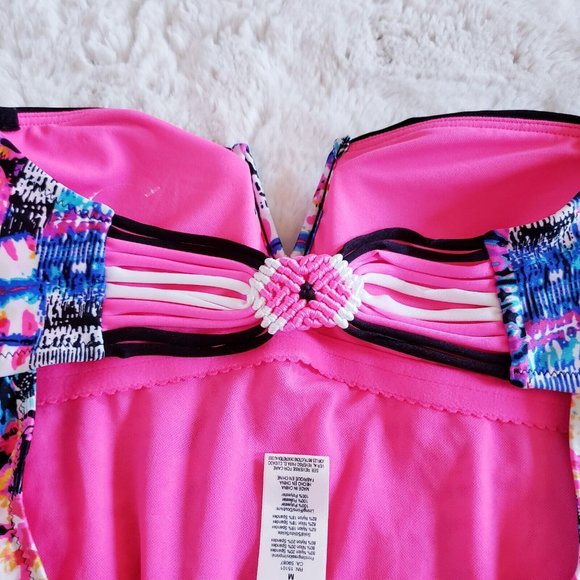 Jessica Simpson Women's Firework V-Wire Bandeau One-Piece Swimsuit Size Medium - Picture 5 of 16